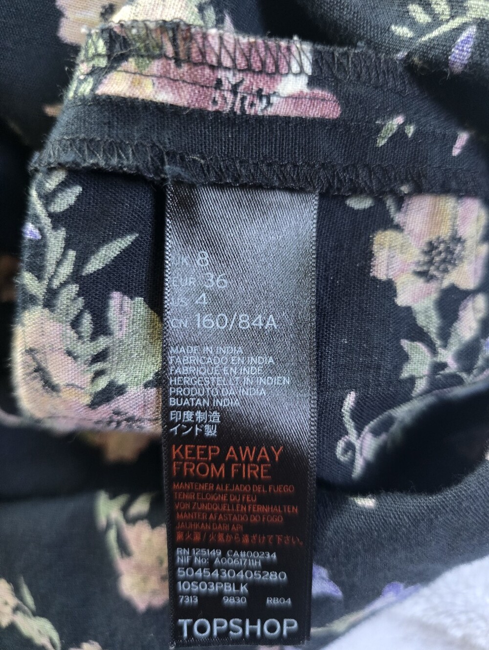 Topshop Navy Blue Floral Linen Blend Dress in US Size 4 (but fits like a 2) - Picture 8 of 9